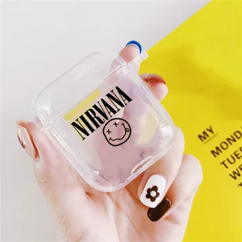 

Cartoon Cute Rock Singer NIRVANA Transparent Silicone Shell Case Bluetooth Wireless Earphone Case for Apple Airpods Charging Box