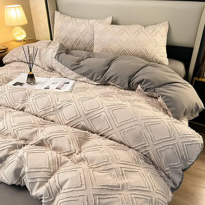 bonenjoy rainha jogo de cama king size cor cinza folha cama define funda nordica cama tamanho duplo roupa cama euro camas geométricas