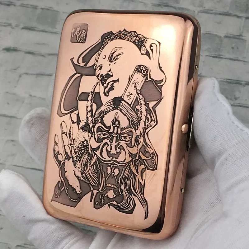 

Pure Purple Copper 16 Sticks Cigarette Case Creative Metal Carved Ultra-thin Portable Gift Box Case Holder Metal Holds Cigarette