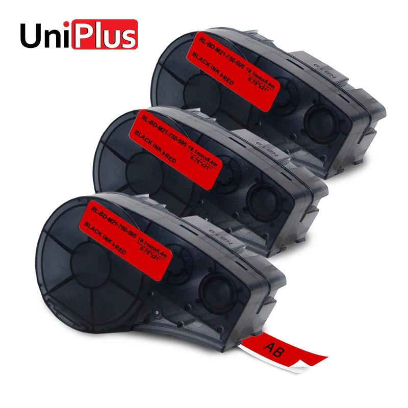 

UniPlus Red Label Maker for Brady M21-750-595-RD 19mm*6.4m Vinyl Labeling Tapes Compatible for BMP21 ID PAL LABPAL Label Printer