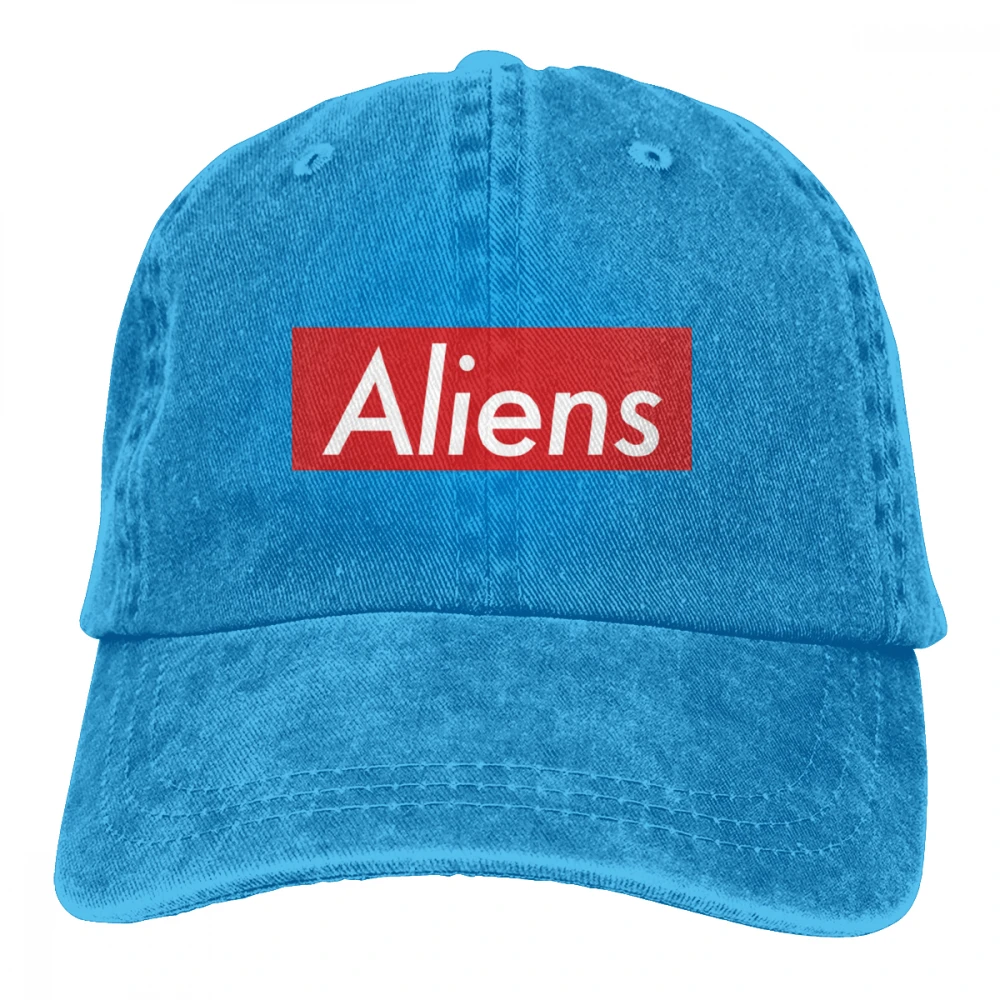 Инопланетяне красная коробка стиль Casquette черный унисекс Мужские Женские джинсовые бейсболка с ремешком кепки Регулируемый Гольф папа шляпа