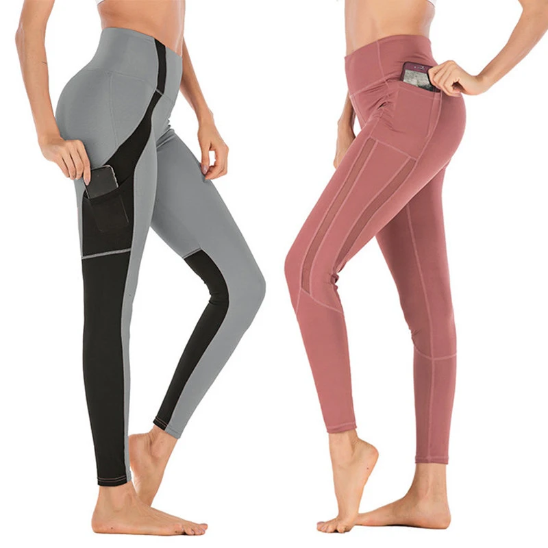 Брюки спортивные Карманные женские колготки для спортивные штаны с высокой талией бесшовные леггинсы тонкая одежда для бега Штаны для тренировок леггинсы для спортзала для женщин