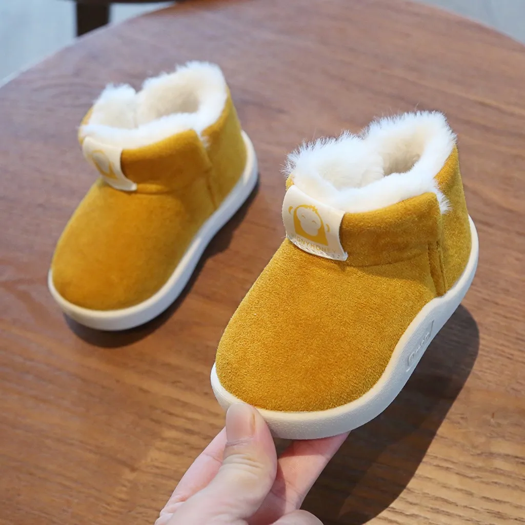JAYCOSIN ботильоны для девочек; хлопковая обувь для маленьких мальчиков; зимние плюшевые короткие ботинки для детей; Теплая обувь для малышей; однотонная зимняя обувь с рисунком котенка