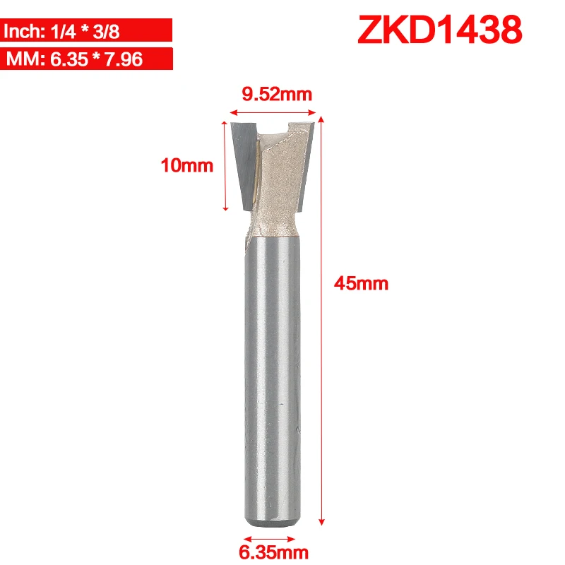 Tideway 1/" 1/4" хвостовик промышленного класса резец древесины ласточкин хвост фрезы для дерева Вольфрам Гравировка инструмент Фрезерный резак - Длина режущей кромки: ZKD1438