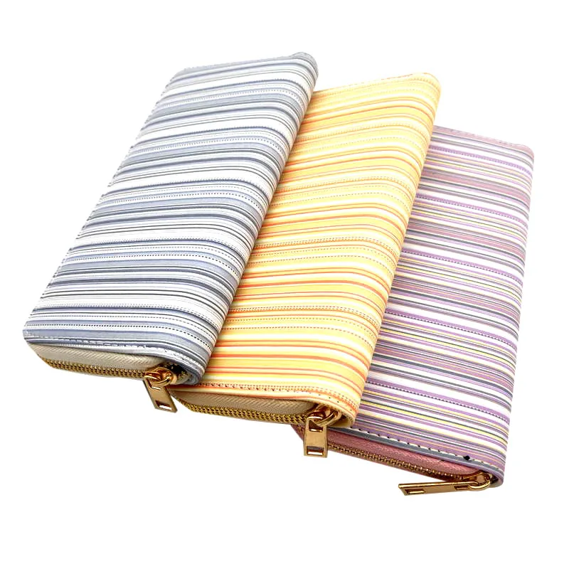 KANDRA Fashion Stripe Women Wallets Long Large Capacity Ladies Clutch Phone Pocket PU Leather Women's Card Holder Cash Purse