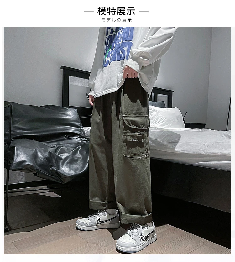 green cargo pants Autumn Mens Side Pockets Cargo Pants Male Fashion Casual Pants Oversize Design Straight Loose Streetwear Outdoor Jogging M-5XL wrangler cargo pants