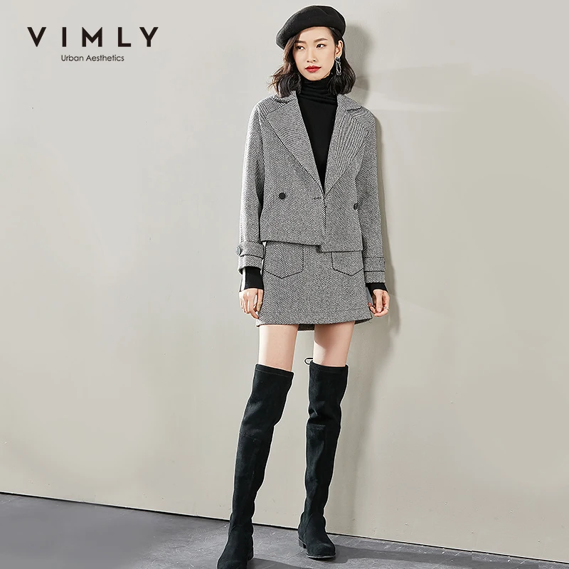 Женский комплект из 2 предметов Vimly осенне зимний мини костюм в полоску с