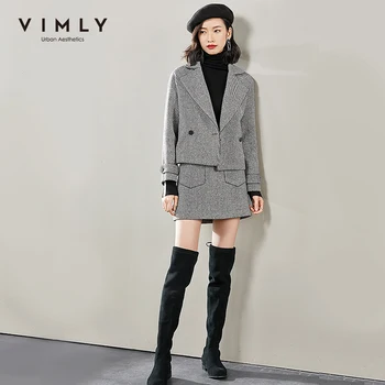 

Vimly 2020 Autumn Winter Striped Women 2PCS Set Fashion Lapel Single Button High Waist Pockets Mini Skirt Female Suit 95880