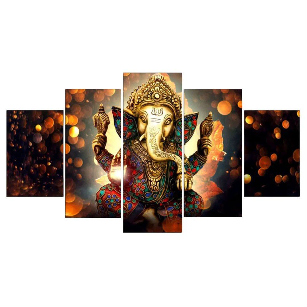 

5Pcs/Set Ganesha Elephant Abstract Canvas Print Oil Painting Wall Picture DIY