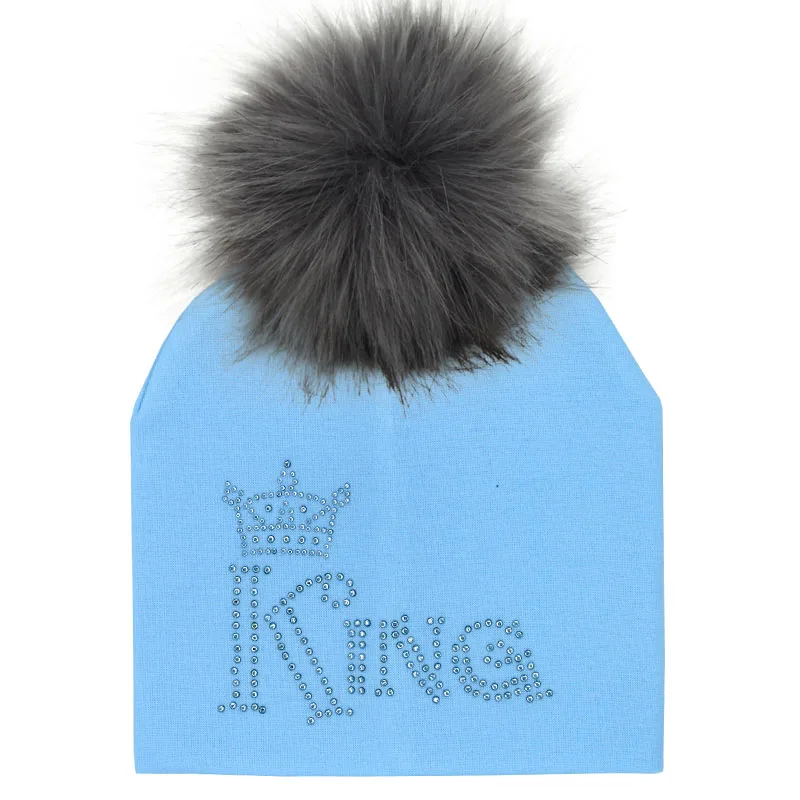 29 New Baby Cap Cotton Faux Fur Pompom Hat For Boy And Girl autumn and Winter Hat skullies beanies Children's Hats Caps Bonnet - Цвет: 29