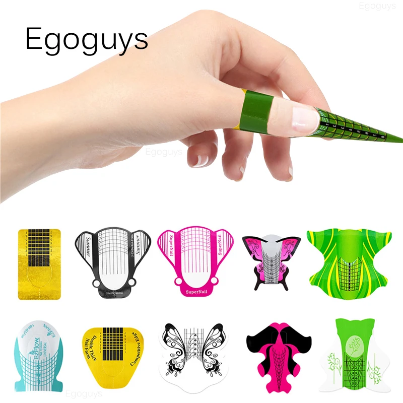100pcs French Nail Form Tips Acrylic UV Gel Extension Curl Builder Sticker Art Guide Mold Manicure Stencil |