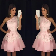 Сексуальные белые кружевные платья для выпускного вечера на одно плечо длиной до колена, короткое выпускное платье на заказ, Коктейльные Вечерние платья трапециевидной формы