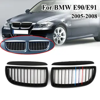 

1 PAIR For BMW 3 E90 E91 4 Door 2005 2006 2007 2008 Car replacement Car Front Gloss Matte Black Kidney Grille Grill