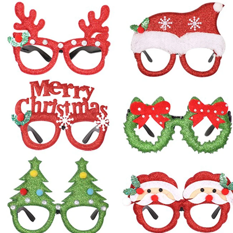 

Christmas Kid Toys Glasses Decorations Adult Children Toys Santa Snowman Antler Glasses Frame Xmas Decoration For Home Supplies