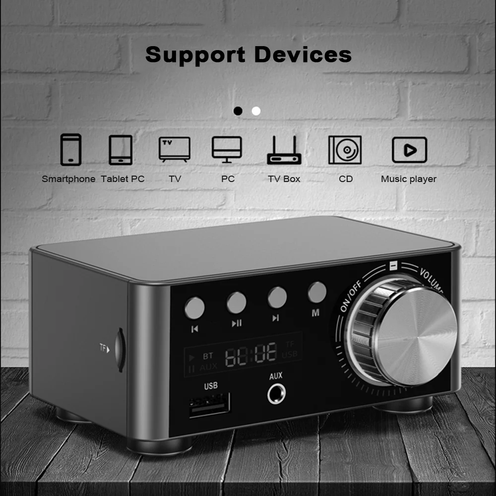 Цифровой усилитель HIFI BT 5 0 мини стерео аудио 100 Вт двухканальный звуковой