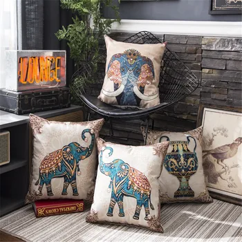

Bohemia Elephant Polyester Pillow Indian Style Affection Animal Home Decorative Pillow for Sofa Pillow