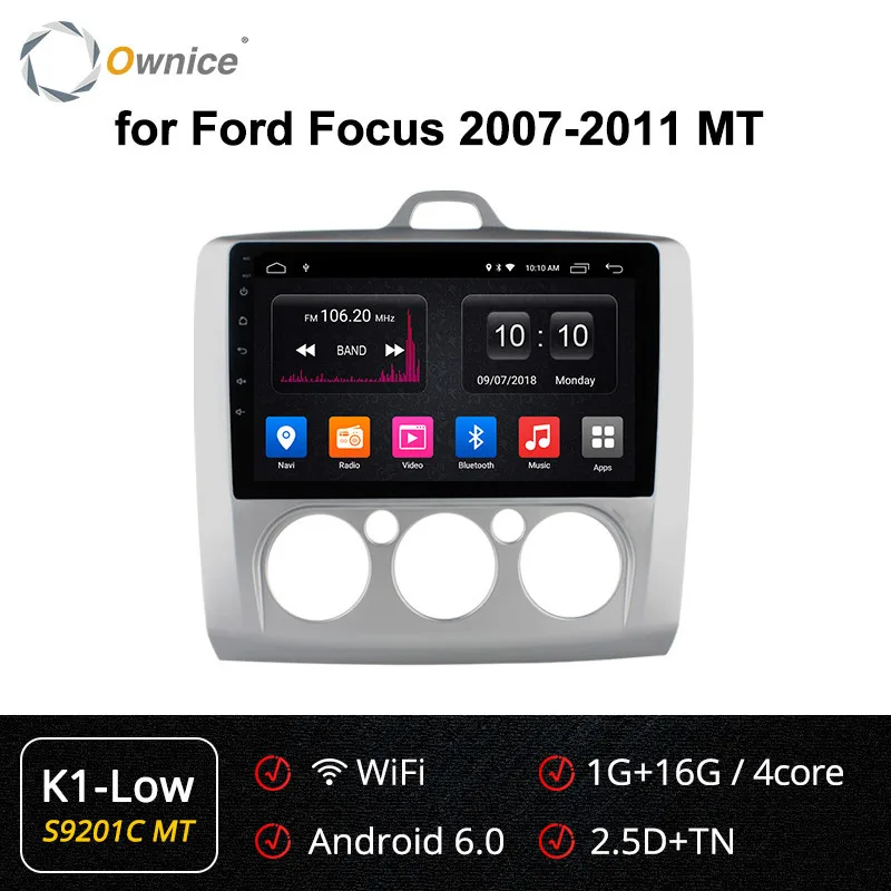 Ownice K1 K2 K3 Octa 8 Core 2 din Android 9,0 авто радио плеер с gps-навигатором для ford focus 2 3 Mk2/Mk3 хэтчбек 2007 - Цвет: S9201MT K1-Low