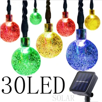 

Solar Globe String Lights 10/20/30 LED 19.8ft Outdoor Crystal Ball Christmas Decoration Light Waterproof Solar Patio Light Decor