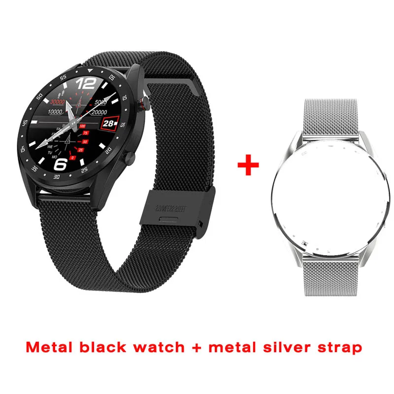 add metal silver L7 Смарт-часы для мужчин P68 Водонепроницаемый Фитнес-трекер ЭКГ+ PPG часы пульсометр кровяное давление умный Браслет фитнес-браслет - Цвет: add metal silver
