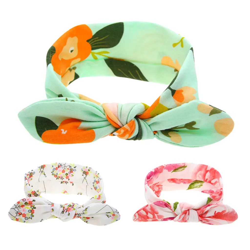 

Baby Cute Ear Headbands Kids Bow Knot Rabbit Ears Elastic Flowers Print Hairbands Hair Accessories Hair Bands Headwear аѬ 2020