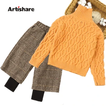 

Girls Clothes Sweater + Pants Girls Clothing Plaid Pattern Girls Tracksuit Casual Style Children's Clothes 6 8 10 12 14