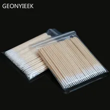 100/300 шт древесины ватный тампон для наращивания ресниц Инструменты медицинский ушной термометр Уход Чистка деревянные палочки косметические ватные тампона ватных палочек наконечник