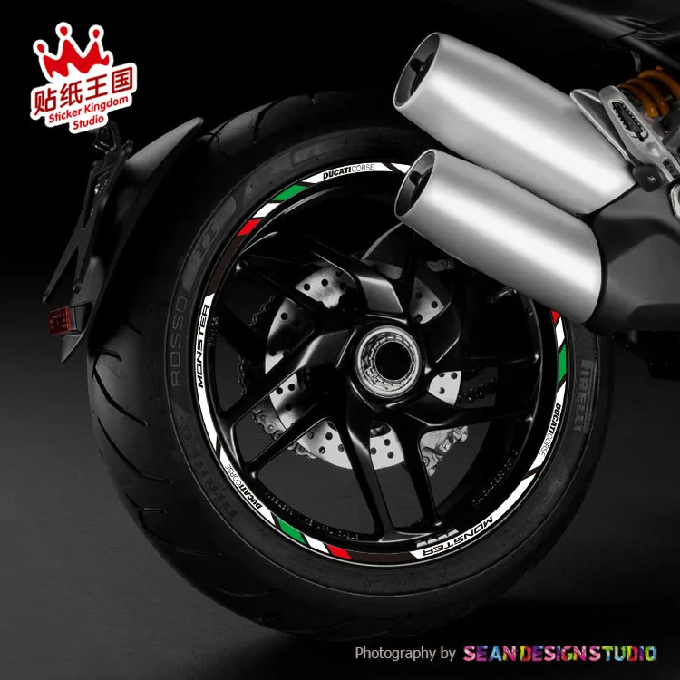 Серебристый Для Monster 821 1200 Multistrada MTS 1260 Streetfighter Hypermotard мотоциклетная наклейка для колес наклейка светоотражающий обод велосипед подходит - Название цвета: Серебристый