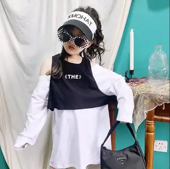 

2020 new girls 2 pcs set t-shirt+vwat fashion spring girls suit 4-10t C950