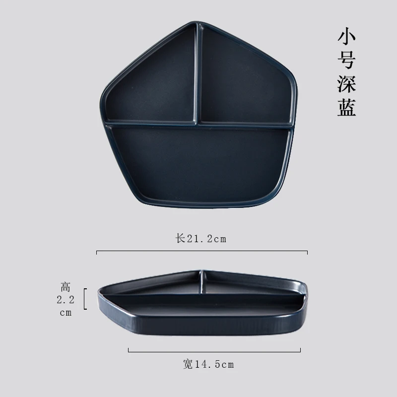 Западная пищевая керамика детская тарелка перегородка бытовые взрослые диета еда Фрукты тарелка скандинавские творческие неправильные тарелки для завтрака - Цвет: blue-s
