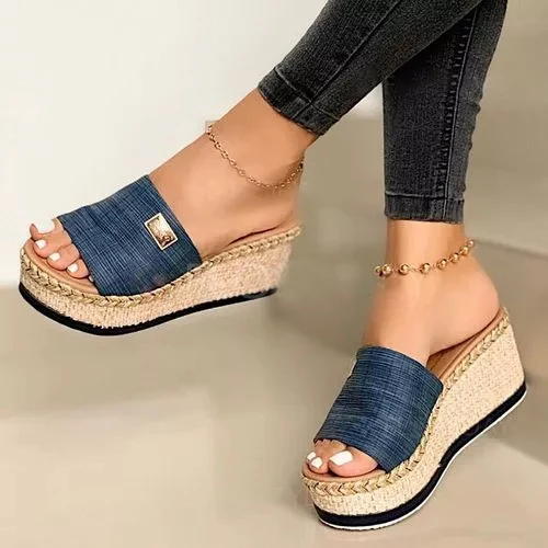 Zapatillas de plataforma con cuña para mujer, chanclas suaves y cómodas, zapatos informales, sandalias de playa al aire libre, novedad de verano 2021