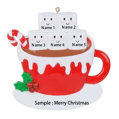 Персонализированные Зефир пары Рождество орнамент-горячий кофе какао кружка семья из 5-ваш выбор имя и Дата