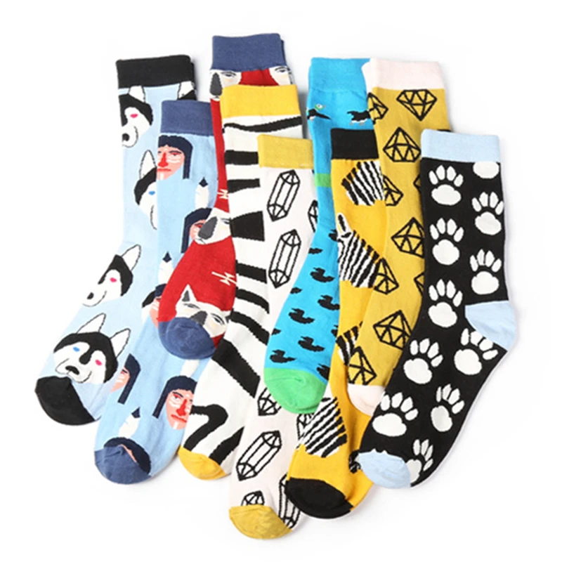 Взрослые Размеры круглые носки натуральные бриллианты Зебра карандаши Хаски