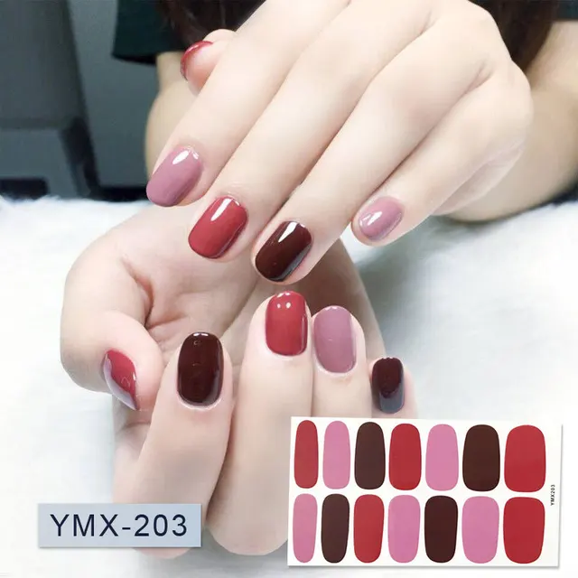 14tips/sheet Hot Colors Series Classic Collection Manicure Nail Polish Strips Nail Wraps,Full Nail Sheet DIY nail art decoration YMX203