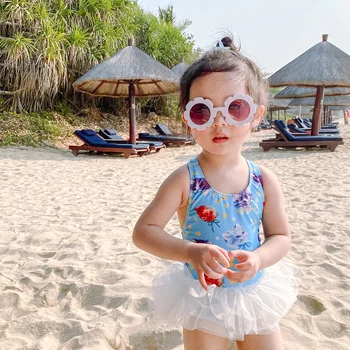 

2020 new children's one piece swimwear lovely tutu skirt bow girls swimsuit Korean puffy one piece princess bathing suit YZ20019