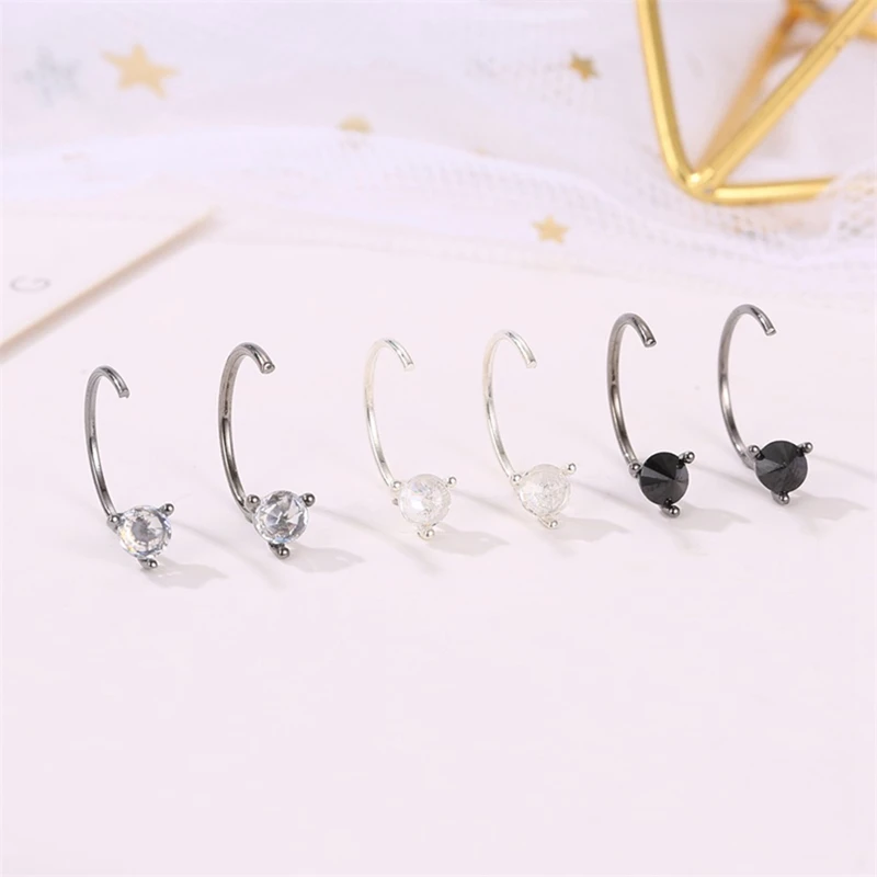 

Fashion Personality Simple Zircon Half Circle Hook Half Circle Earring Nail Ear Female Jewelry Accessories