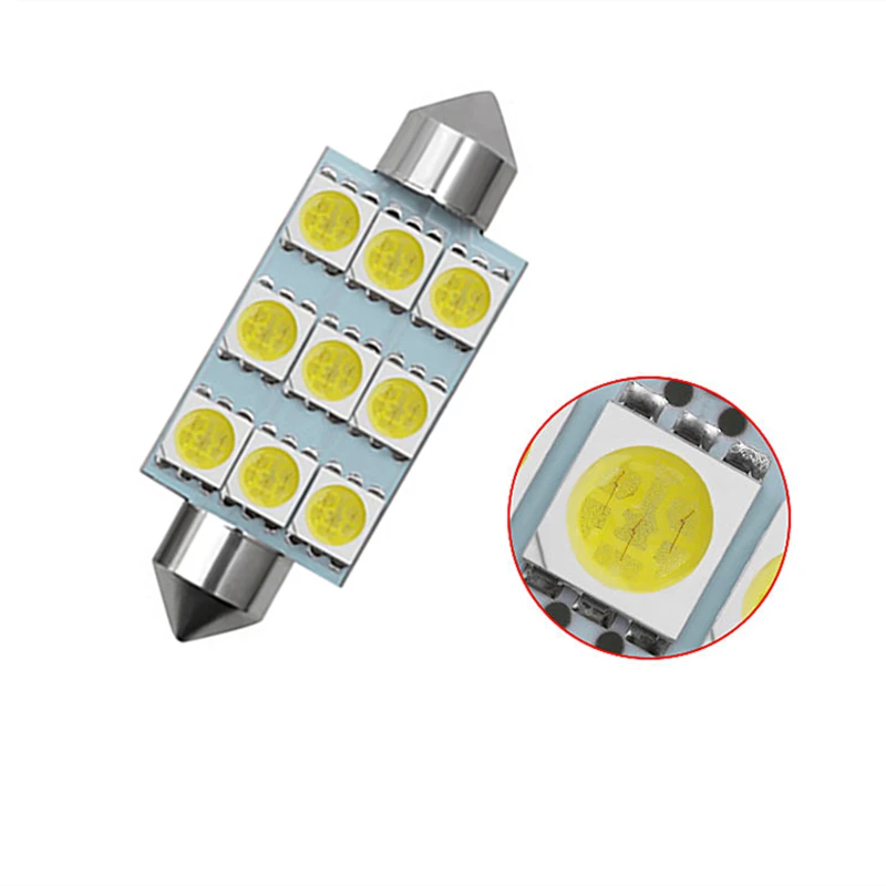 Белая лампа для чтения без ошибок 41 мм 5050 9 SMD светодиодная головного света