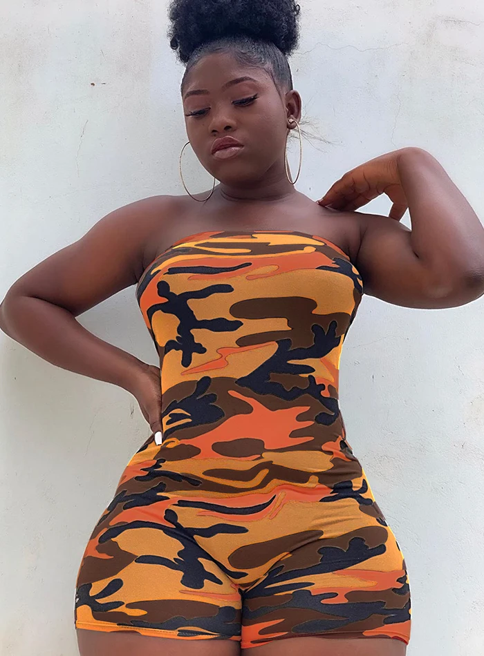 Women jumpsuit Wantmove summer sexy camouflage wrapped chest shorts slim new casual jumpsuit WM896