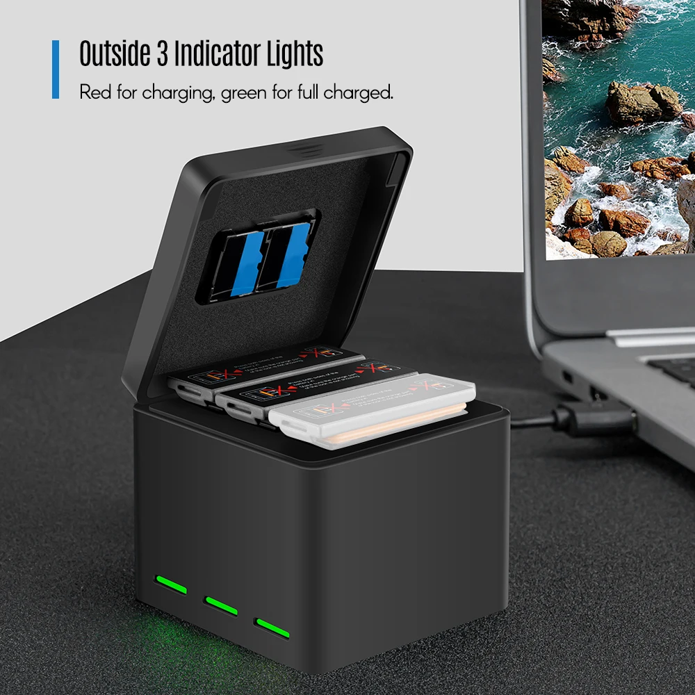 2-в-1 Батарея зарядный чехол концентратор Quick Charge 3 Порты и разъёмы с 2 шт. батареи совместимы с DJI OSMO экшн Камера