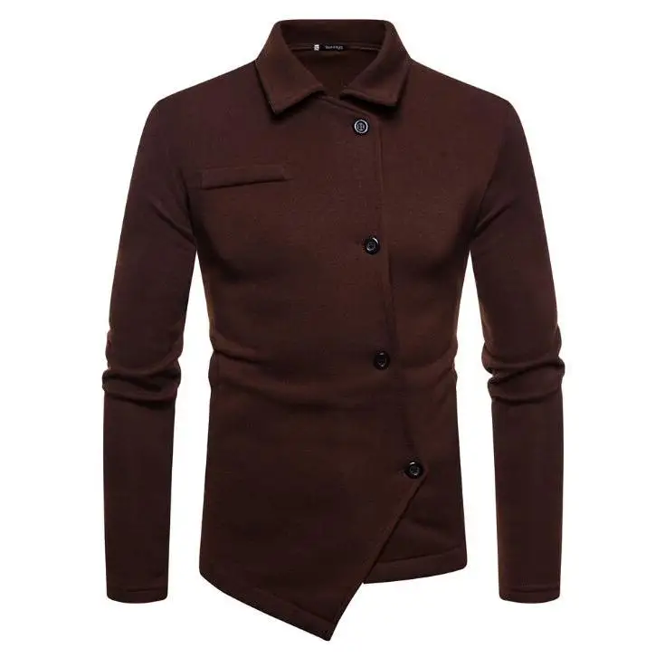 

Hot 2020 autumn and winter new Fashion hoodies mens solid color hoodie personality oblique swing cardigan lapel jacket coat