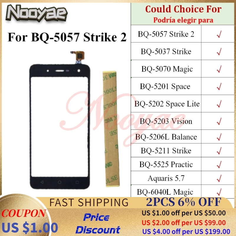 Датчик черного стекла для BQ 6040L 5525 5211 5206 5203 5202 5201 5070 5037 5057 сенсорный экран