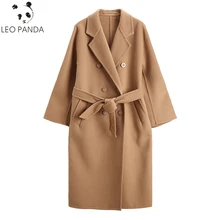 Зимнее шерстяное пальто больших размеров женская новая модная длинная Высококачественная однотонная двубортная Двусторонняя шерстяная куртка женская верхняя одежда