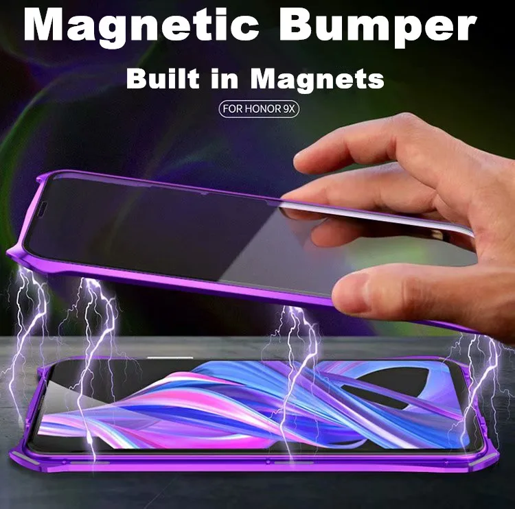 

Magnetic Metal Bumper Case For Huawei Honor 9X Case Transparent Double-Sided Glass Armor Full Body Case for Huawei Honor 9X 9 X