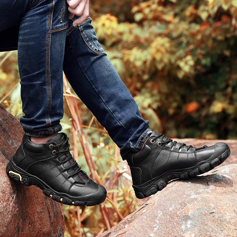 

Genuine Leather Men Shoes with Fur Ankle Boots Business Warm plush Winter Shoes Snow Mens Boot Lace Up Shoes Male shoes o4