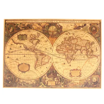 

Retro World Map Nautical Ocean Map Vintage Kraft Paper Poster Wall Chart Sticker Antique Home Decor Map World 72.5*51.5cm