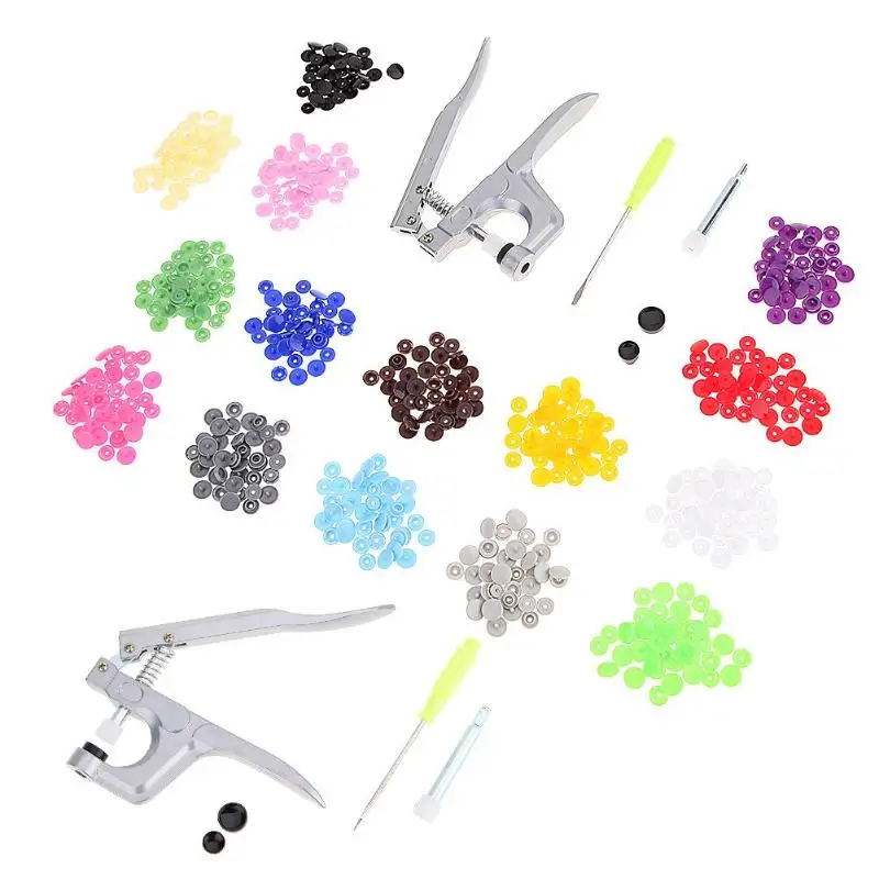 

Metal Press Pliers Tools Kits Snap Pliers+150 Set T5 Plastic Resin Press Stud Cloth Diaper for T3 T5 T8 Kam Button Fastener