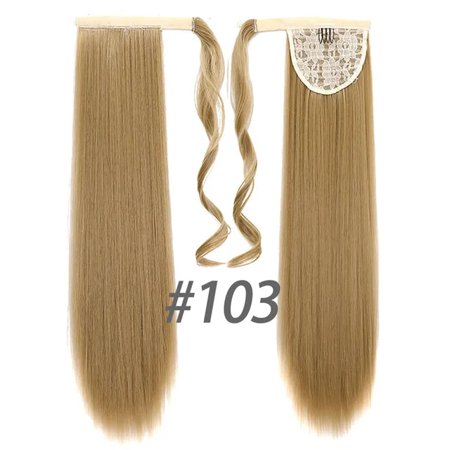 MSTN 24 Inches Long Synthetic Straight Ponytails for Women Natural Clip In Ponytail Hair Extension Hairpieces Blonde Fake Hair 0020-103