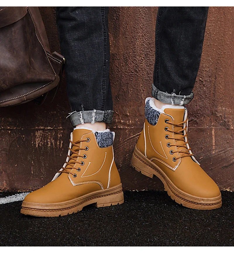 Winter Men's New Warm Snow Boots Men's Fashion Casual Plus Velvet Warm Shoes Men's Winter Boots Waterproof High-cut Cotton Boots
