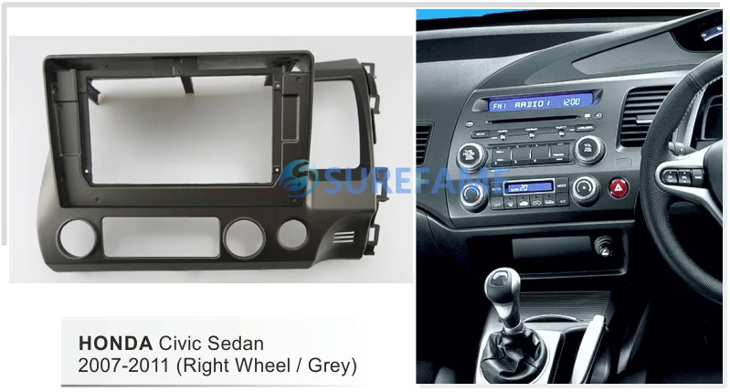 10,1 дюймов Автомобильная панель радио для Honda Civic Sedan 2007-2011(правое колесо) Dash Kit переходная пластина рамка адаптер Установка отделка
