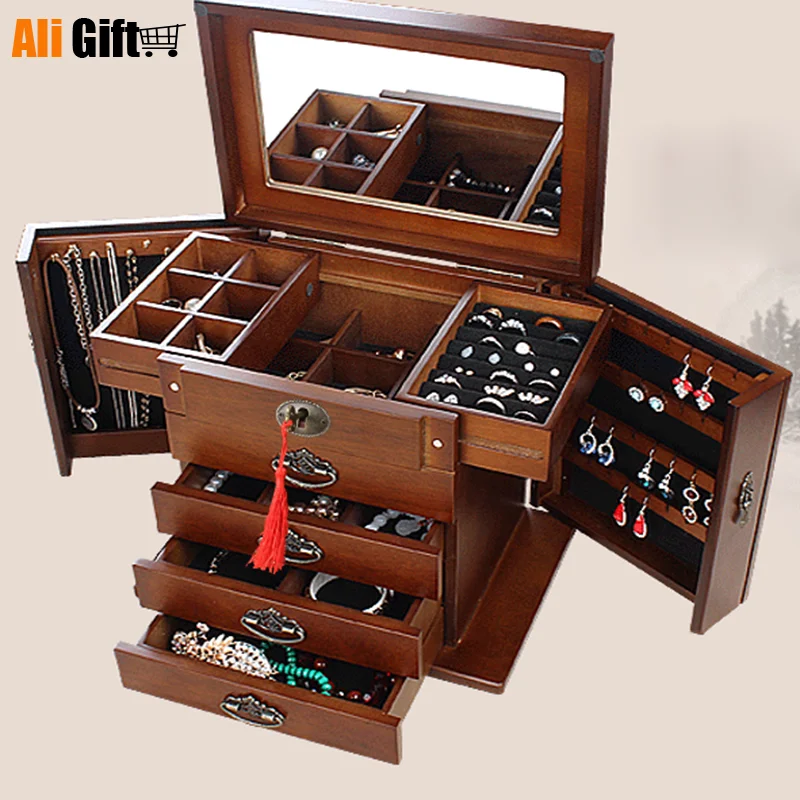 アウトレット 激安 木製のプリンセスとヨーロピアンスタイルのジュエリーボックス 多機能の収集 ウェディング収納ボックス付き 割引設定 W Southern Eye Com