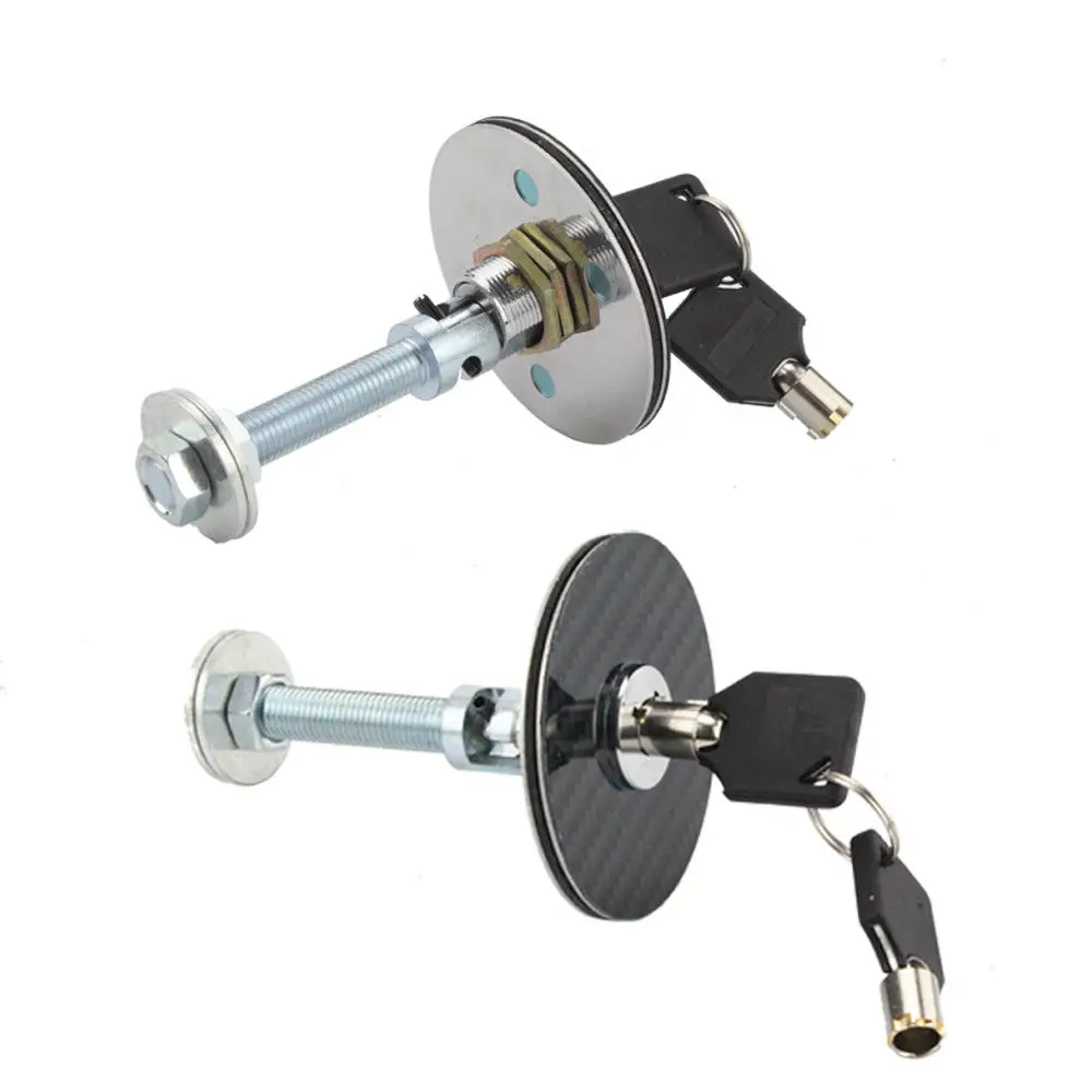 2x Universal Round Carbon Fiber Mount Car Racing Hood Lock Pins Latch Kit with Key